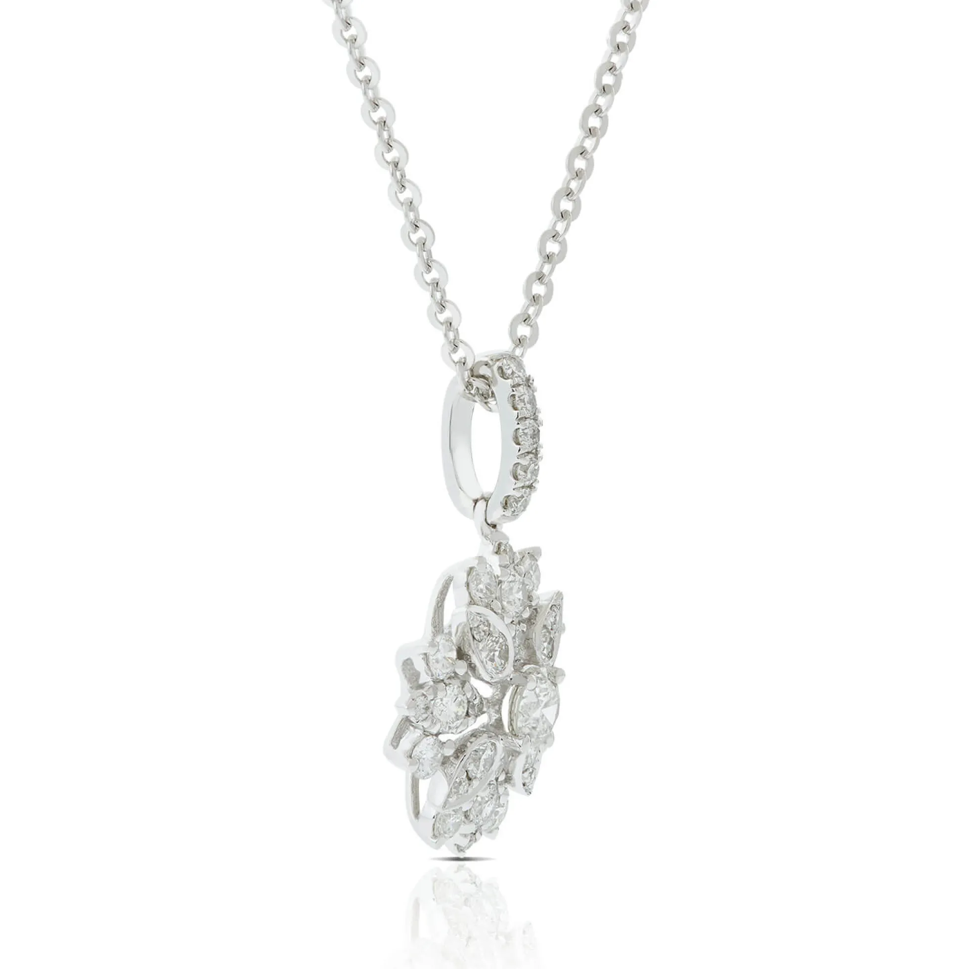 Diamond Floral Burst Necklace 14K