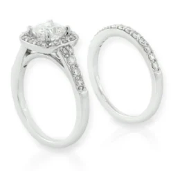 Diamond Halo Bridal Set 14K