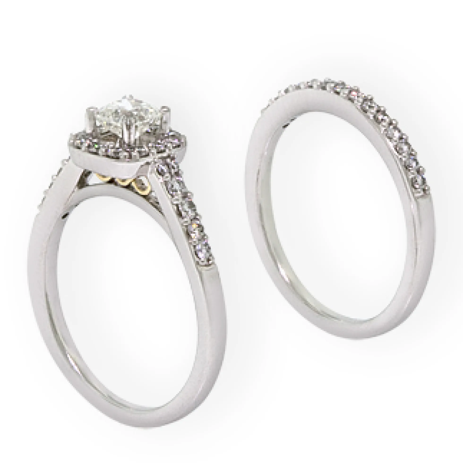 Diamond Halo Bridal Set 14K