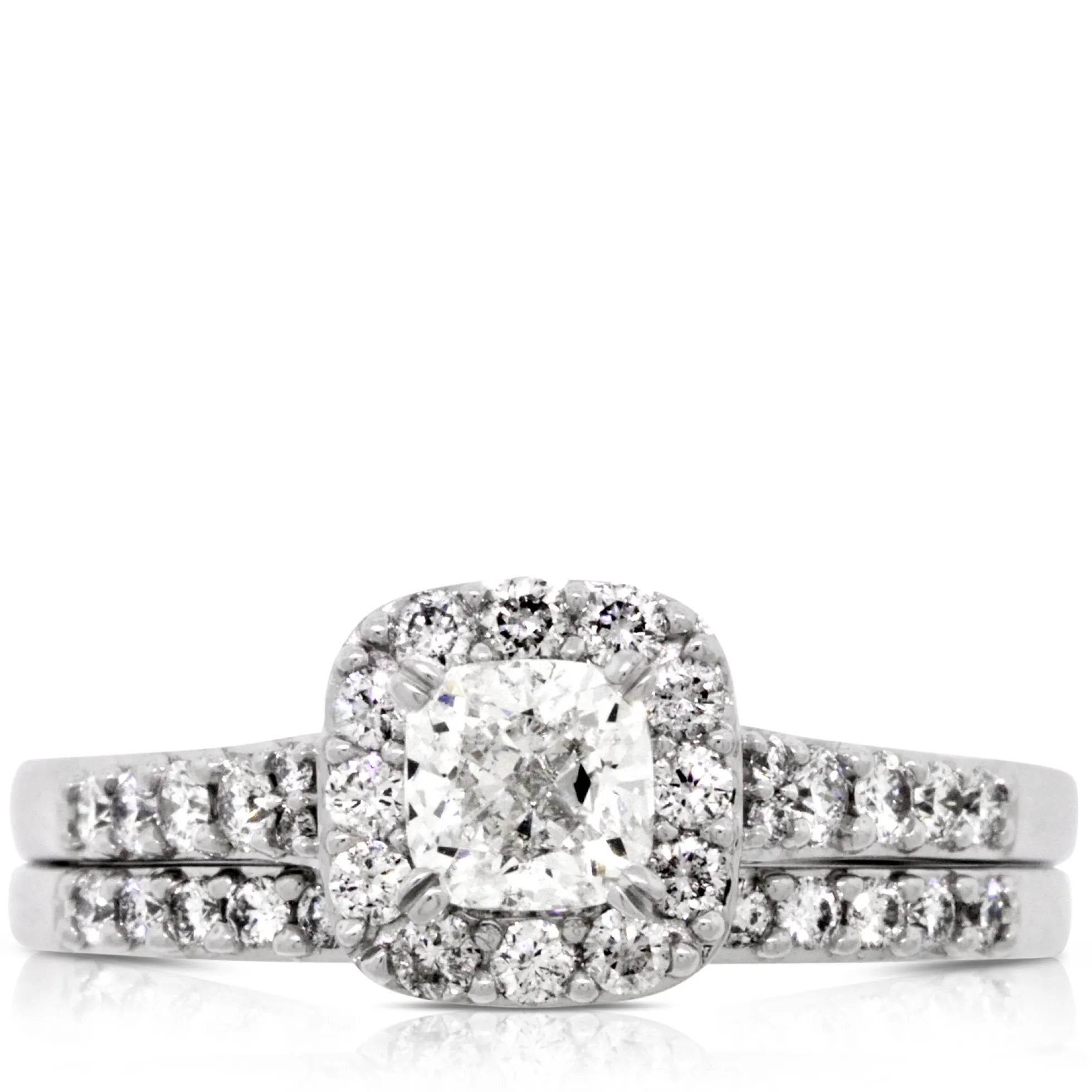Diamond Halo Bridal Set 14K