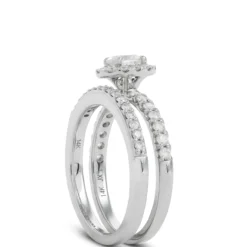 Diamond Halo Bridal Set 14K