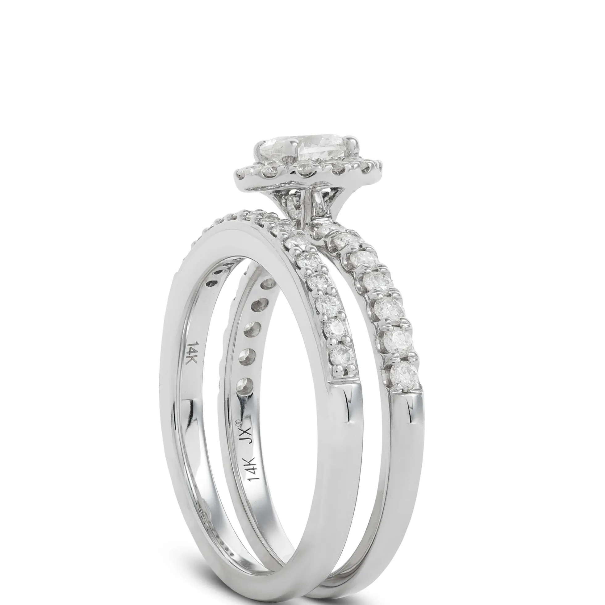 Diamond Halo Bridal Set 14K