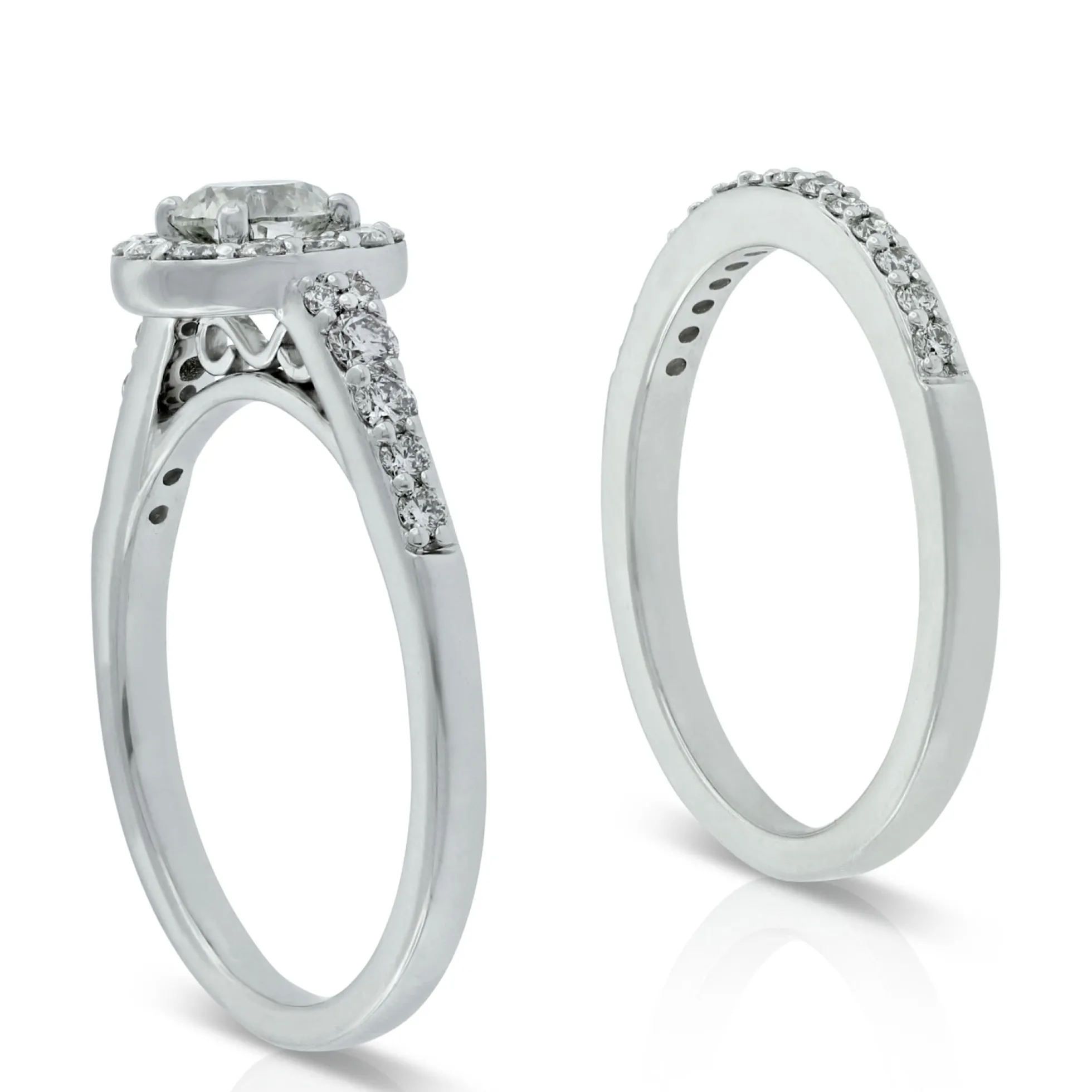 Diamond Halo Bridal Set 14K
