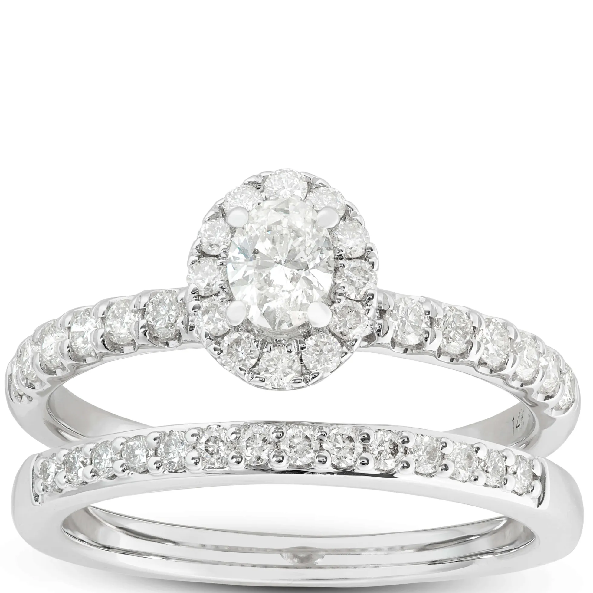 Diamond Halo Bridal Set 14K