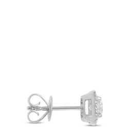 Diamond Halo Stud Earrings in 14K White Gold
