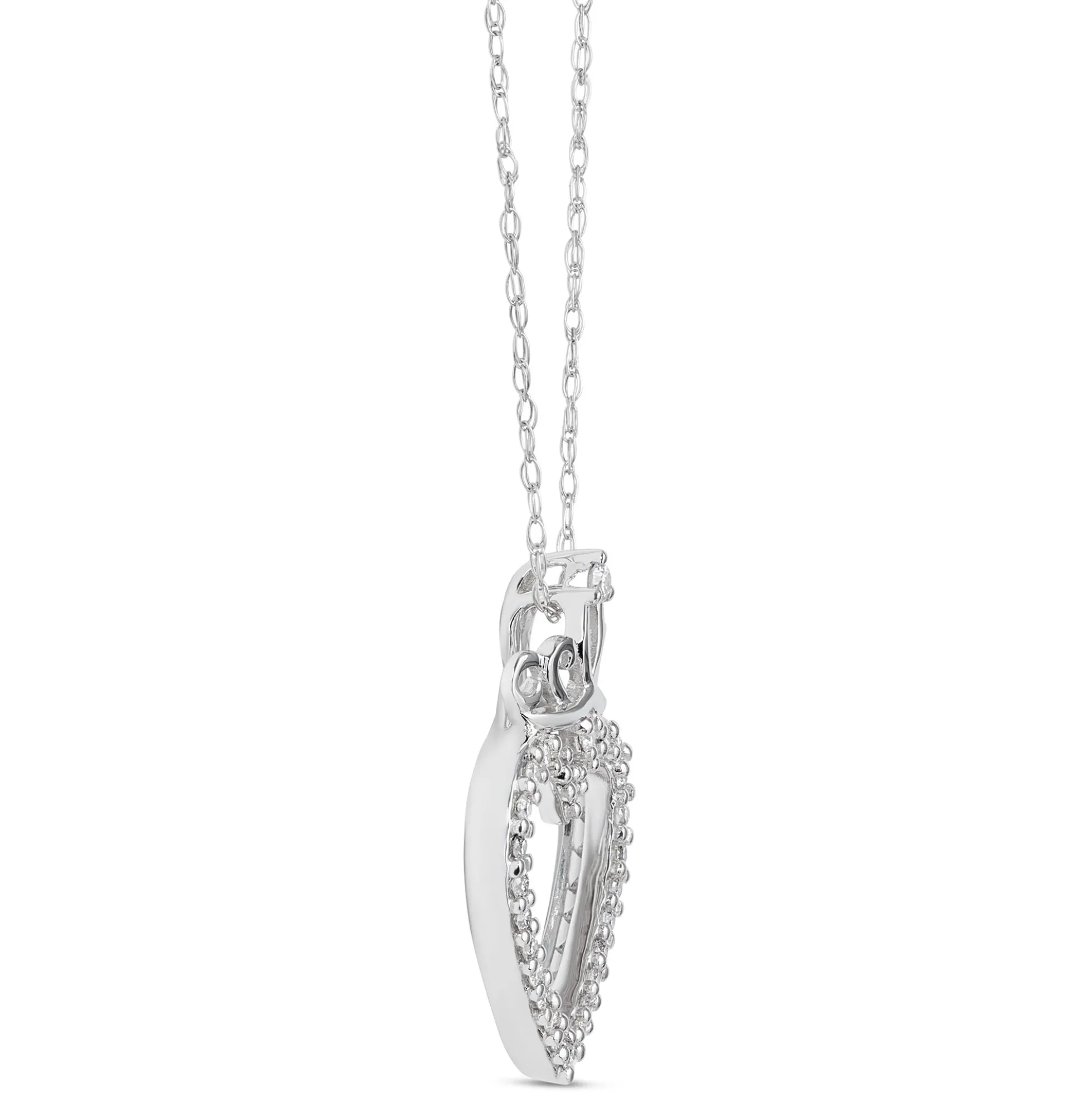 Diamond Heart & Crown Necklace 14K