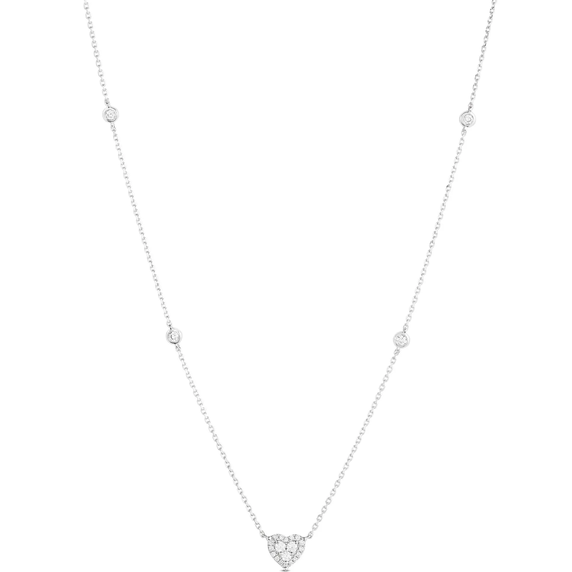 Diamond Heart Pendant Necklace, 14k White Gold