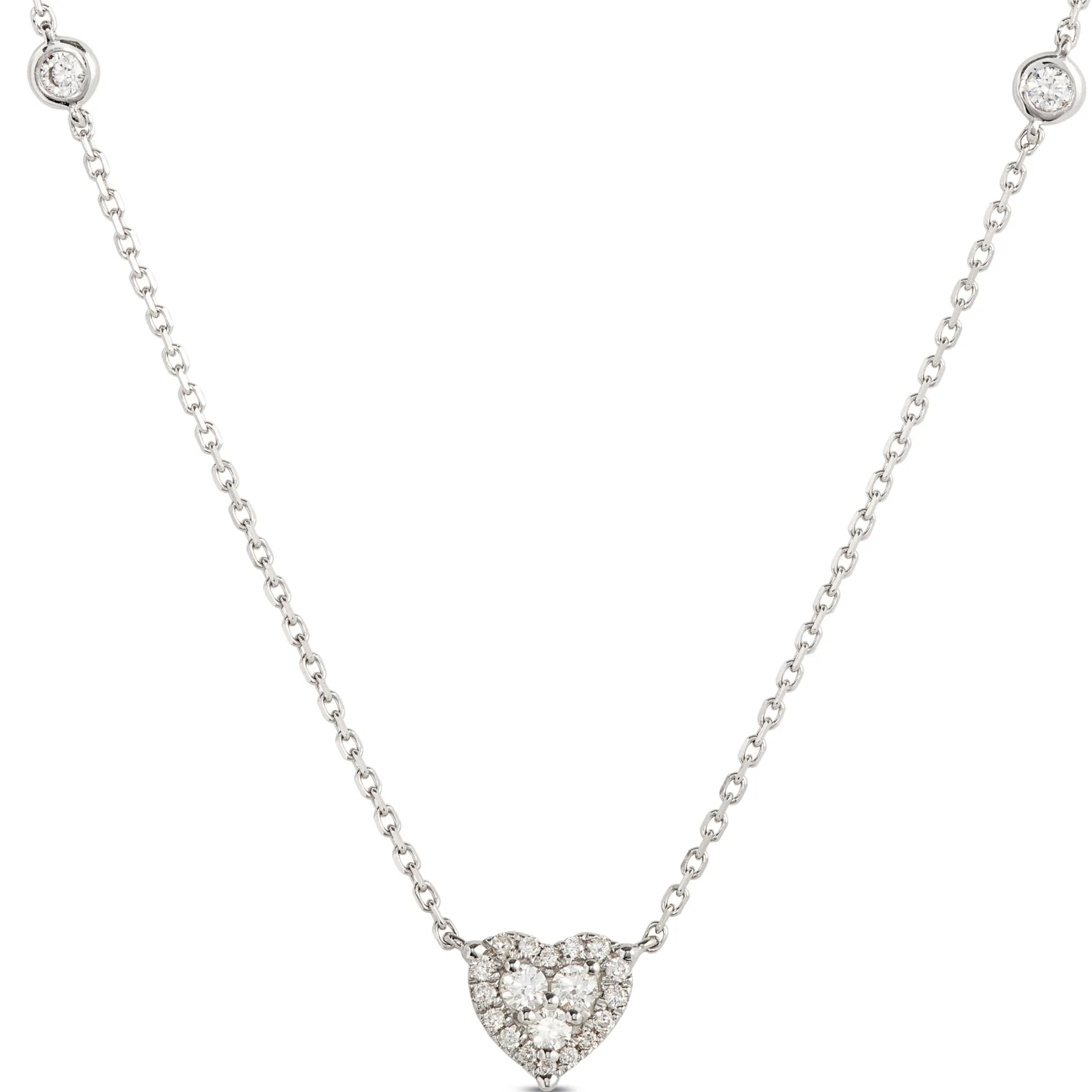 Diamond Heart Pendant Necklace, 14k White Gold
