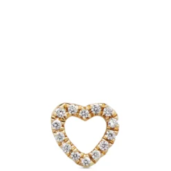 Diamond Heart Single Stud Earring, 14K Yellow Gold