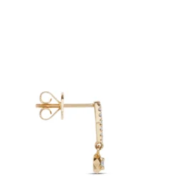 Diamond Hex Shape Dangle Earrings, 14K Yellow Gold