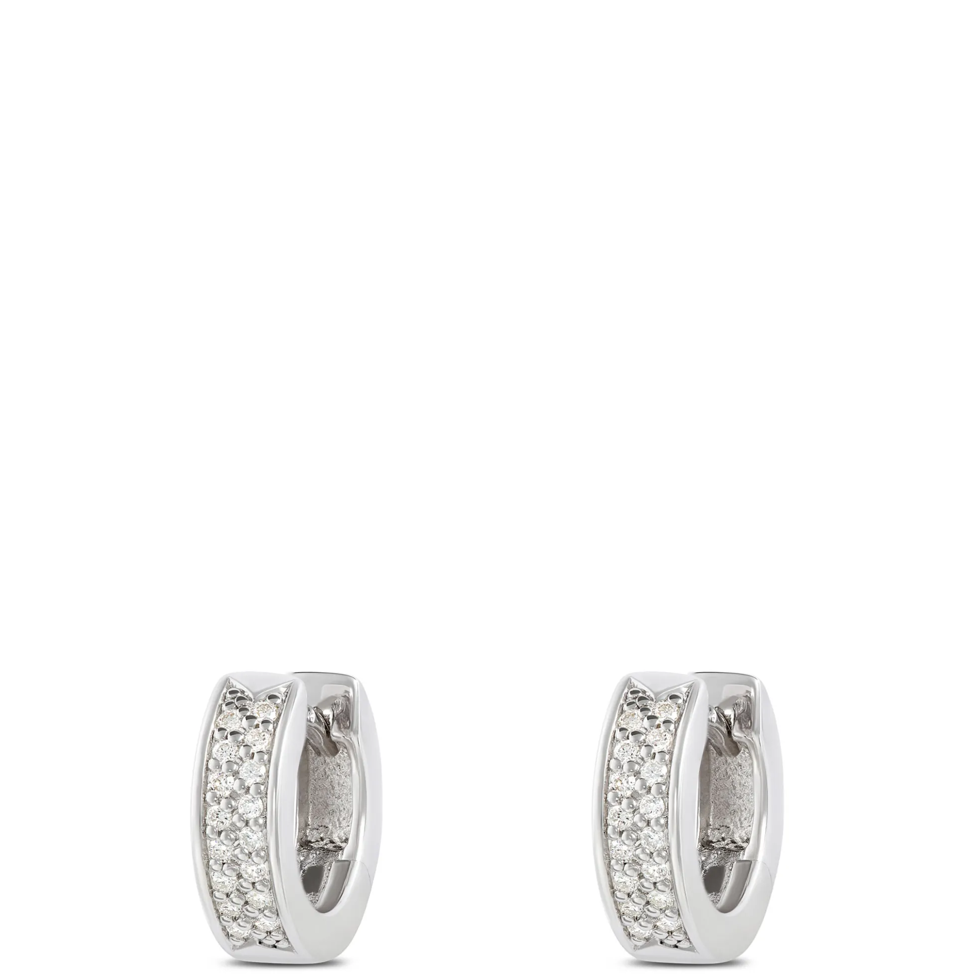 Diamond Hoops, Sterling Silver