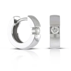 Diamond Huggie Earrings, 14k White Gold