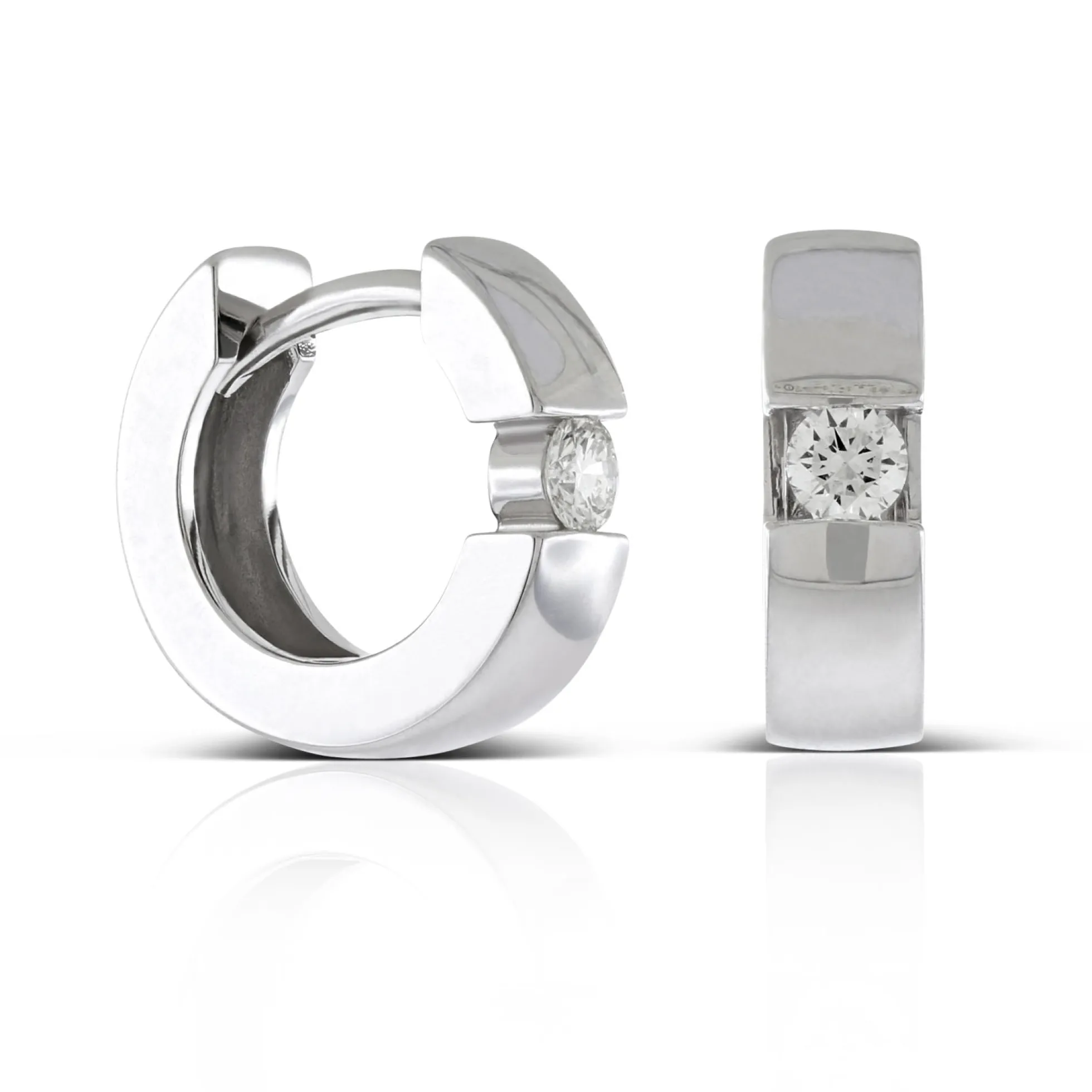 Diamond Huggie Earrings, 14k White Gold