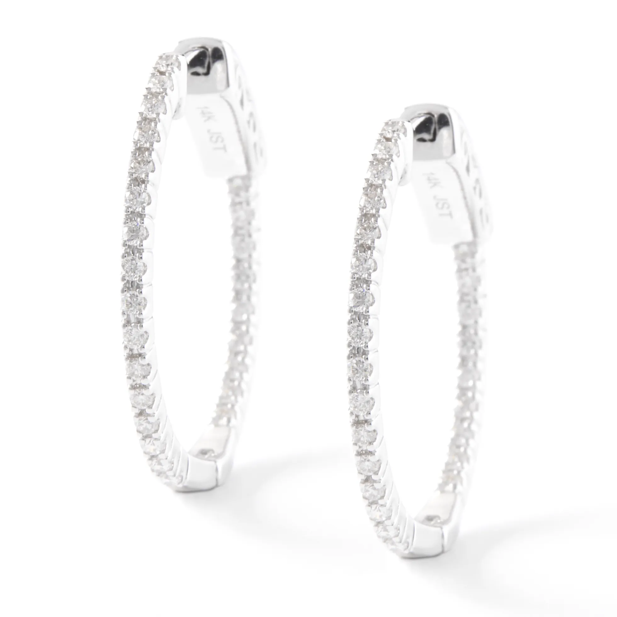 Diamond Inside Out Hoops in 14K White Gold