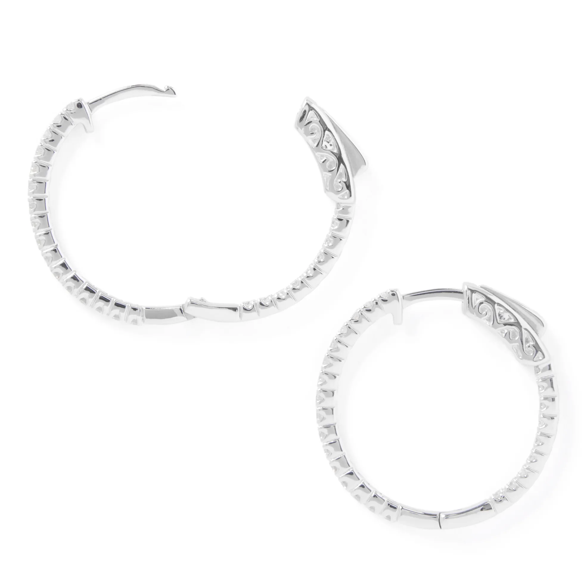 Diamond Inside Out Hoops in 14K White Gold