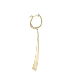 Diamond Loop Dangle Earrings, 14K Yellow Gold