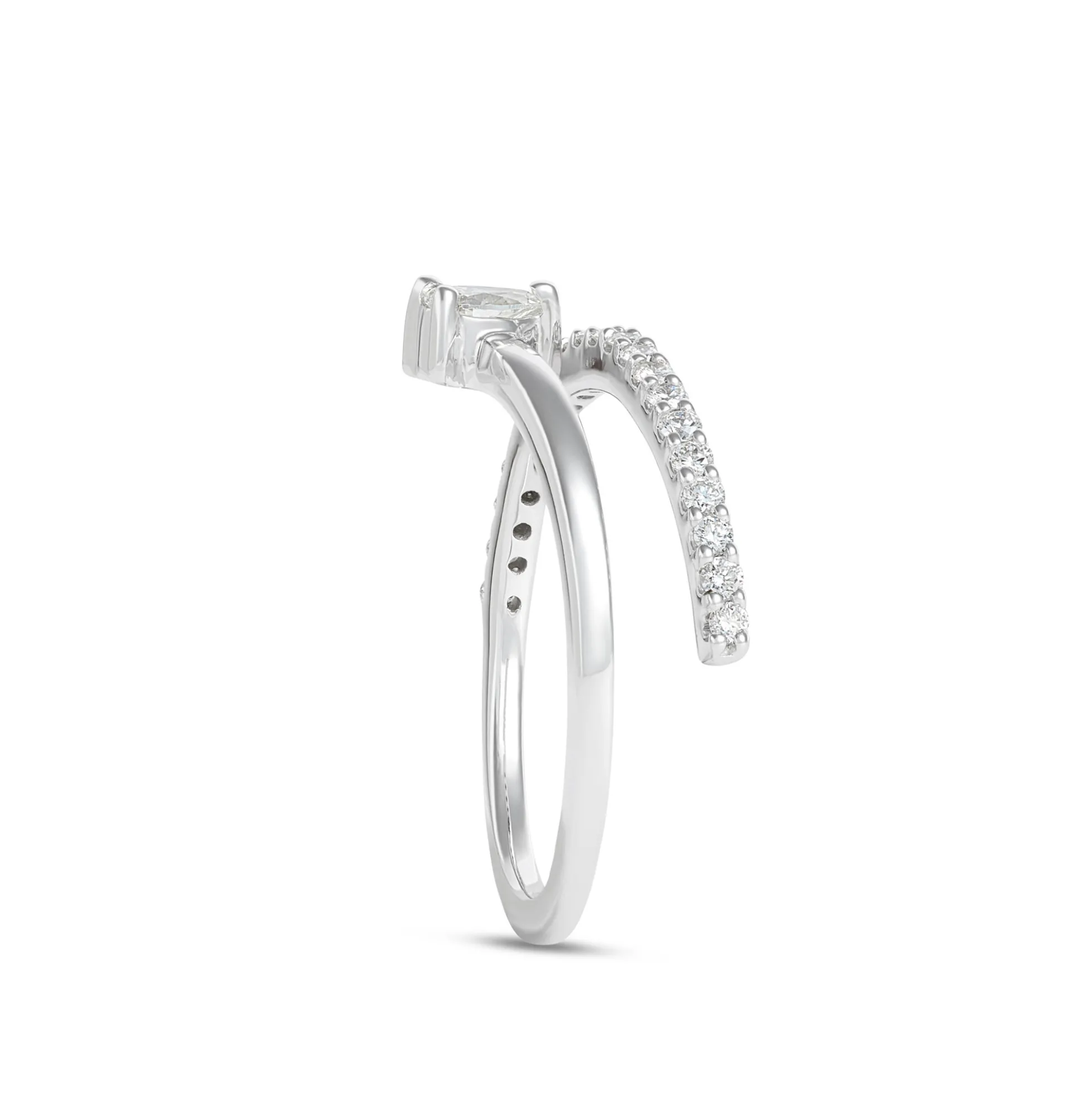 Diamond Overlap Ring, 14K White Gold
