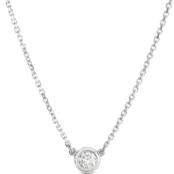 Diamond Solitaire Necklace 14K