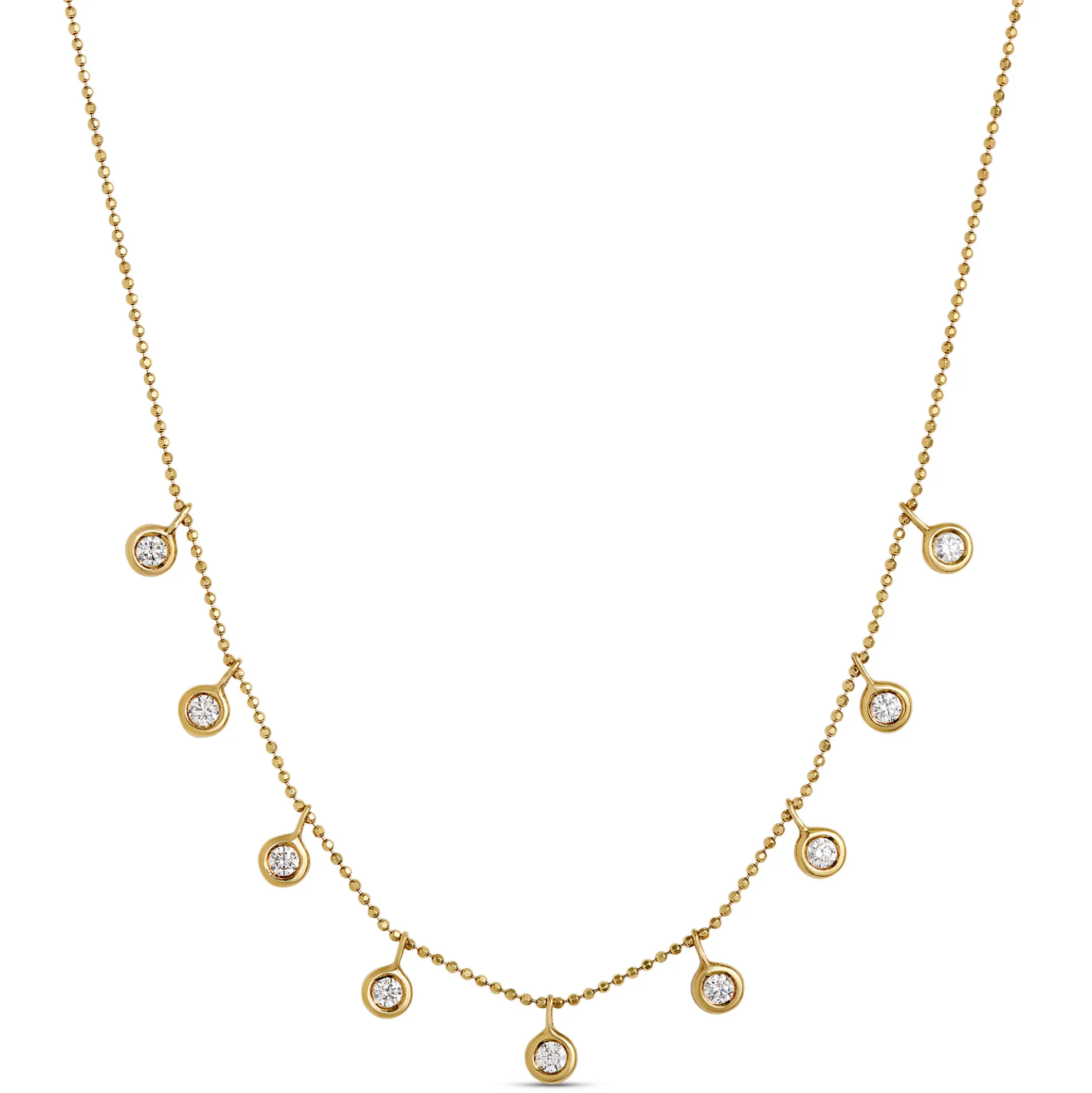 Diamond Station Necklace, 14K Yellow Gold