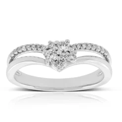 Double Chevron Diamond Ring 14K