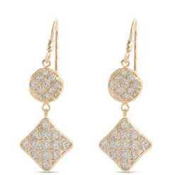 Double Drop Diamond Earrings, 14K Yellow Gold