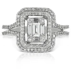 Double Halo Diamond Ring 14K