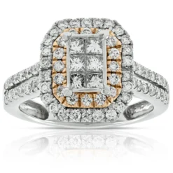 Double Halo Diamond Ring 14K