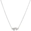 Double Heart Diamond Necklace, 14K White Gold