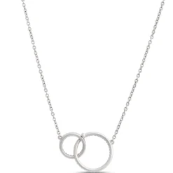 Double Loop Black and White Diamond Necklace, ⅓ Carat, 14K White Gold