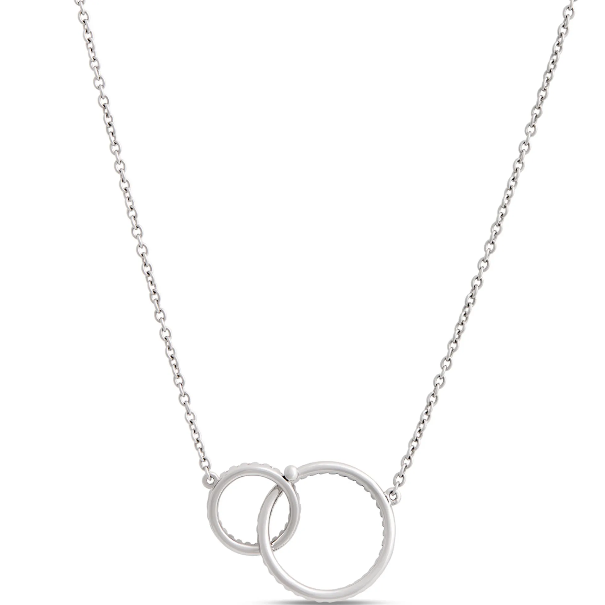 Double Loop Black and White Diamond Necklace, ⅓ Carat, 14K White Gold