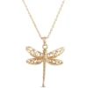 Dragonfly Pendant Necklace, 14K Yellow Gold