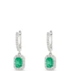 Elegant Square Emerald Earrings with Diamonds, ½ Carat, 14K White Gold