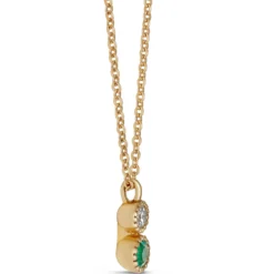 Emerald and Diamond pendant, 14K Yellow Gold