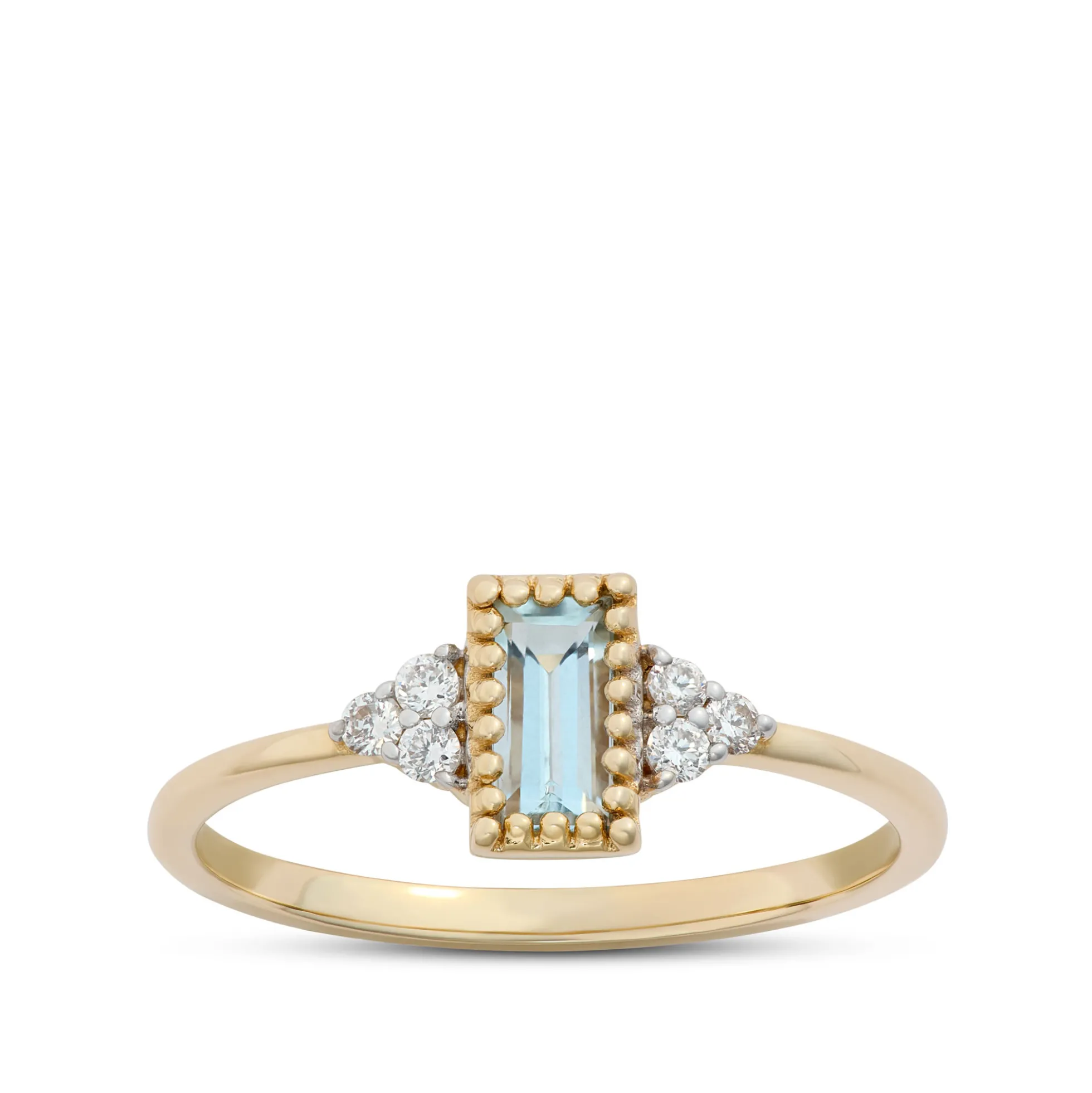 Emerald Cut Aquamarine Ring, 14K Yellow Gold