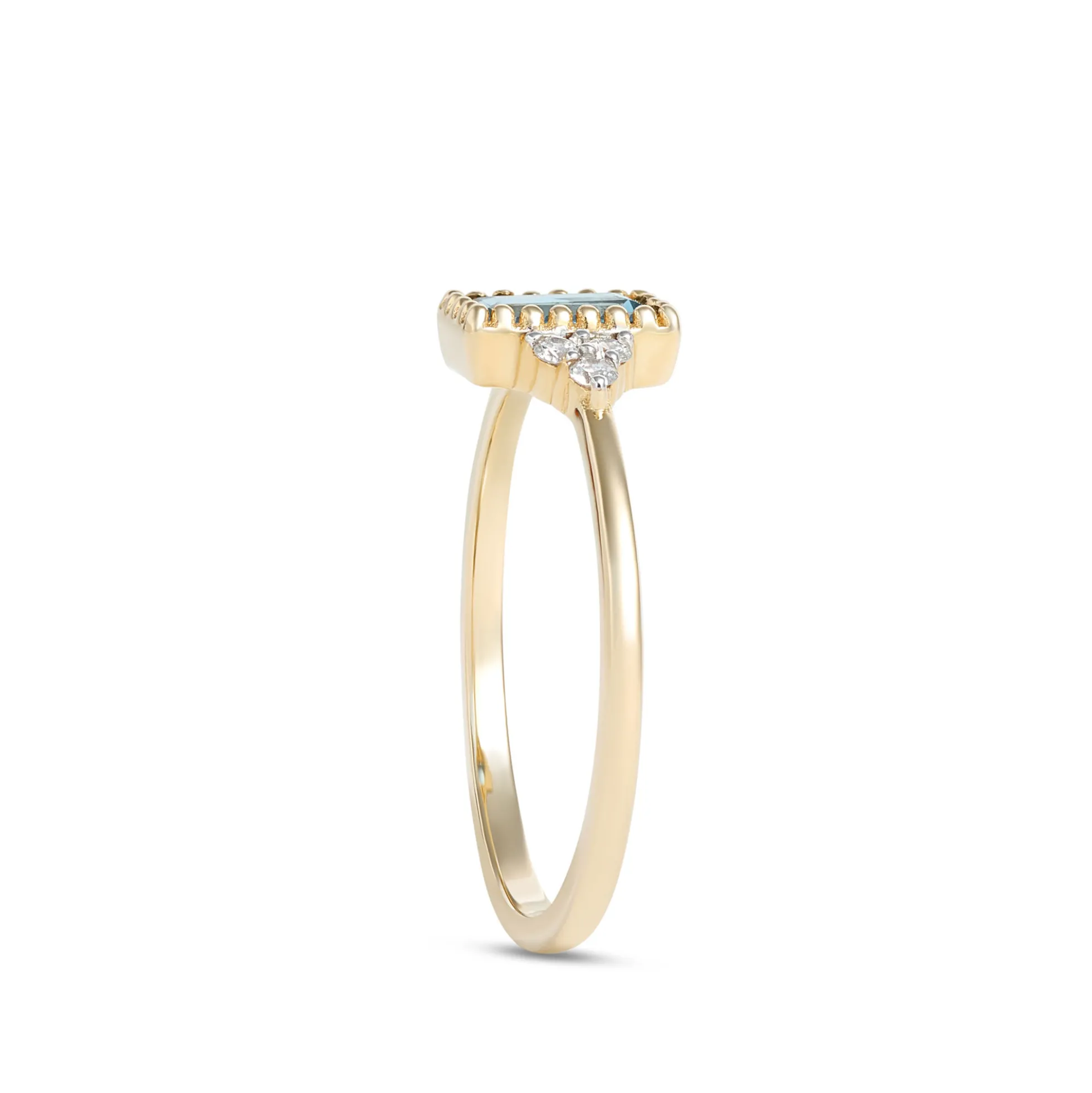 Emerald Cut Blue Topaz Ring, 14K Yellow Gold