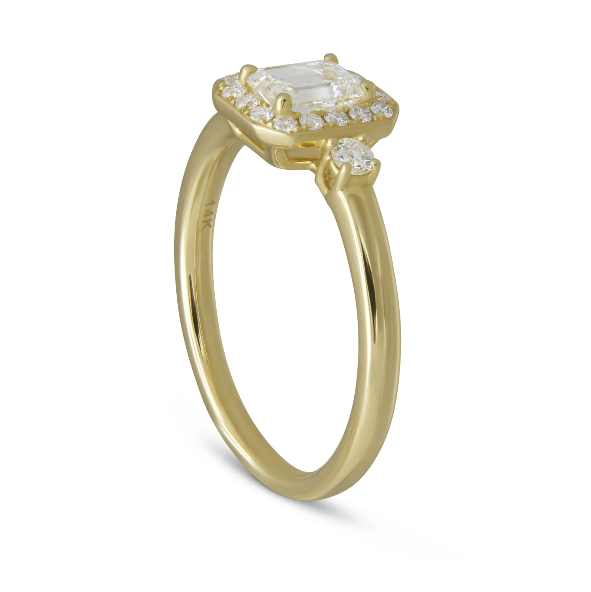 Emerald Cut Diamond Bridal Ring, 14K Yellow Gold