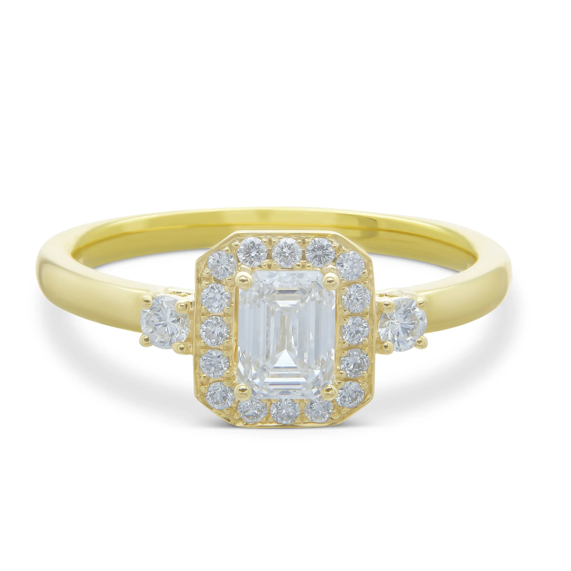Emerald Cut Diamond Bridal Ring, 14K Yellow Gold