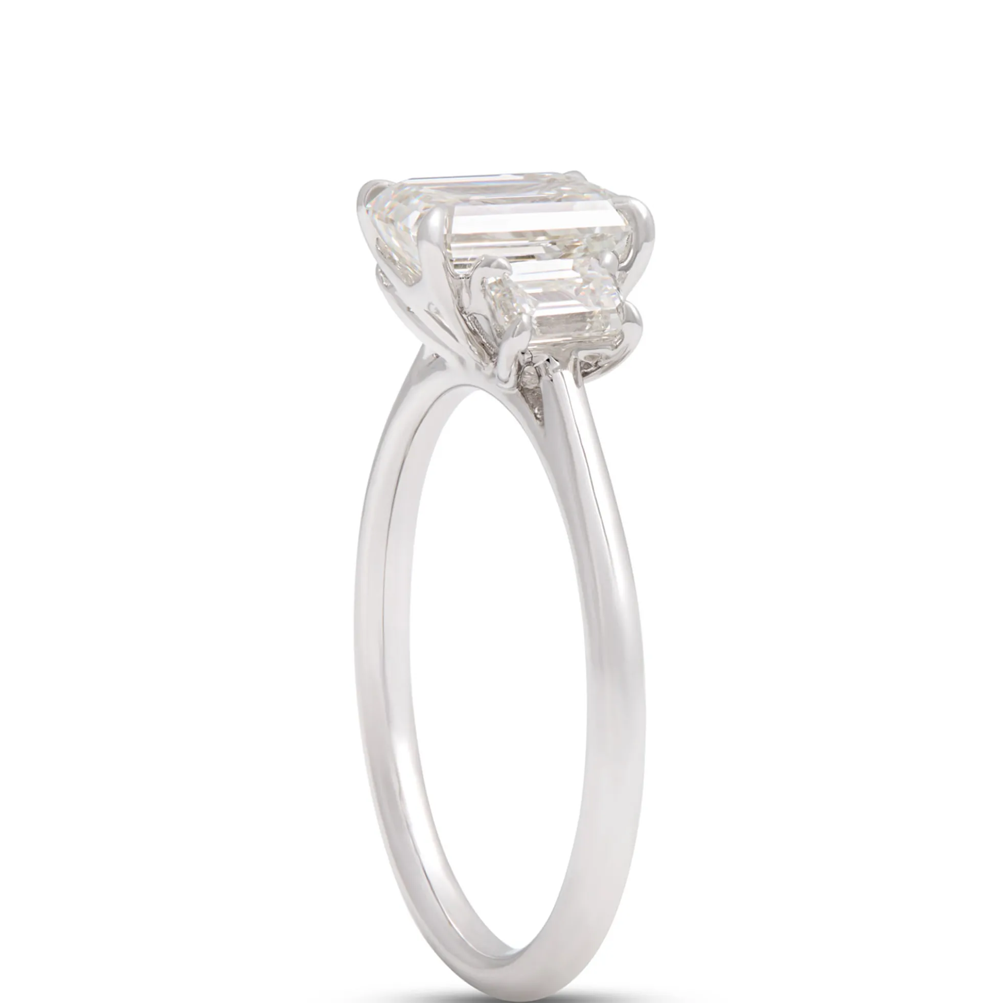 Emerald Cut Diamond Engagement Ring, 2 Carat Total Weight 18K White Gold