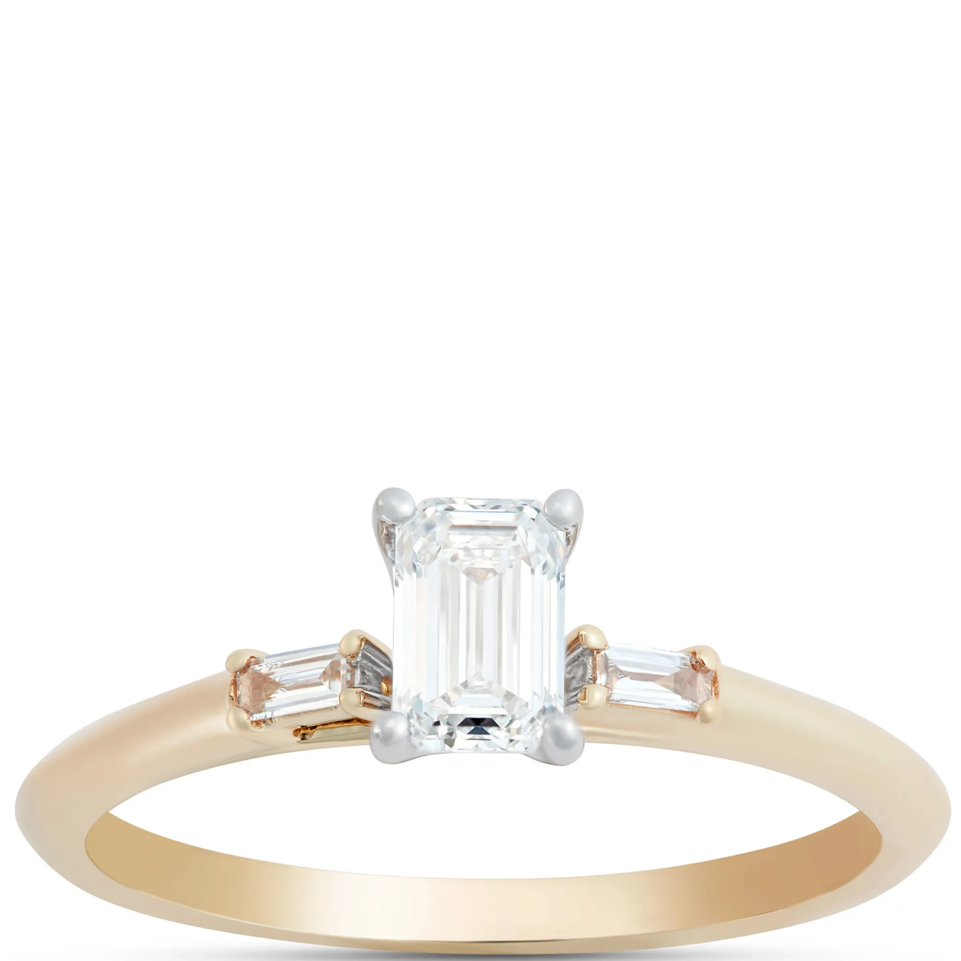 Emerald Cut Diamond Engagement Ring, 14K Yellow Gold