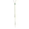 Emerald & Diamond Stationary Lariat Necklace, 14K Yellow Gold