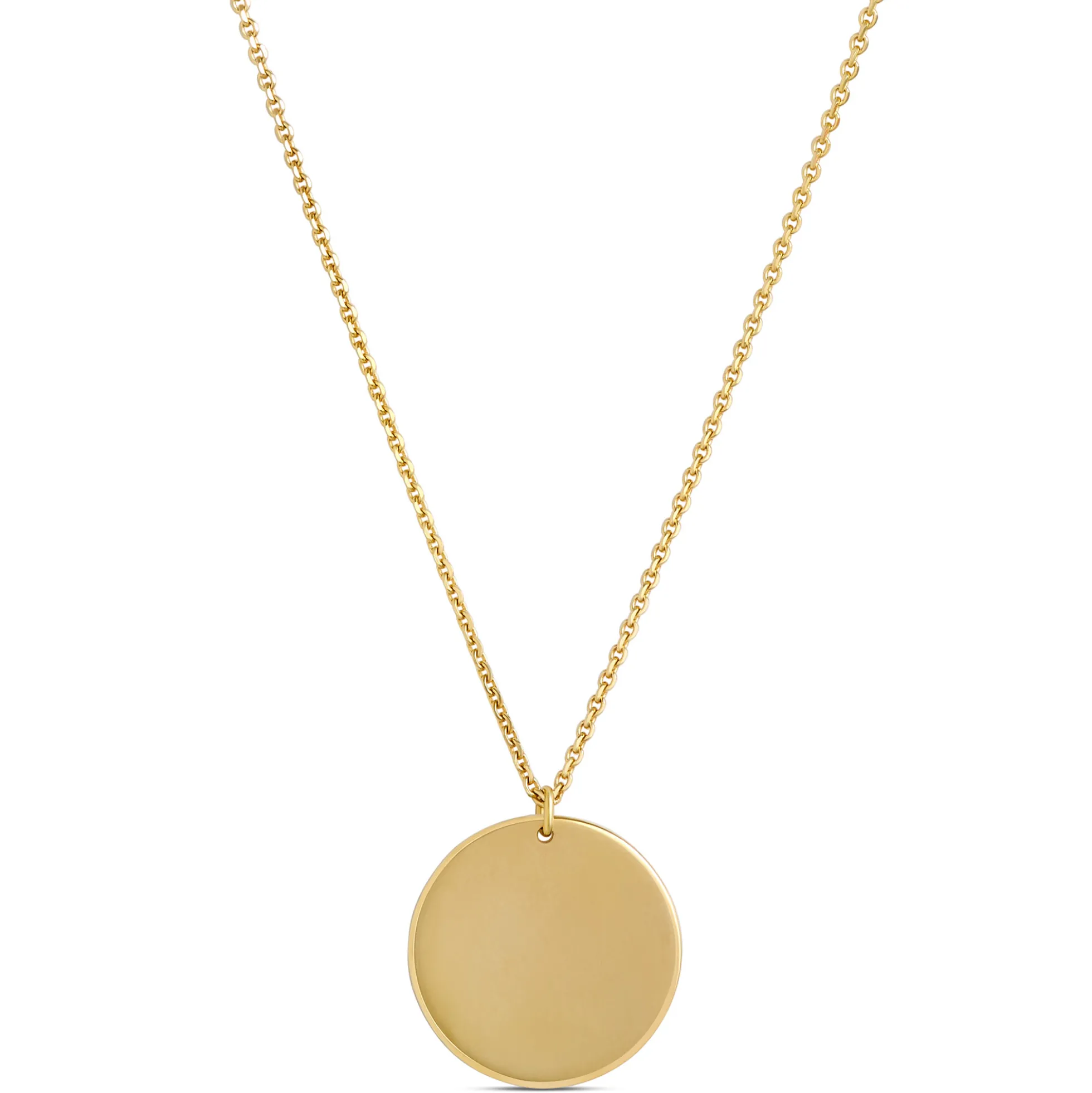 Engravable Disk Pendant Necklace, 14K Yellow Gold
