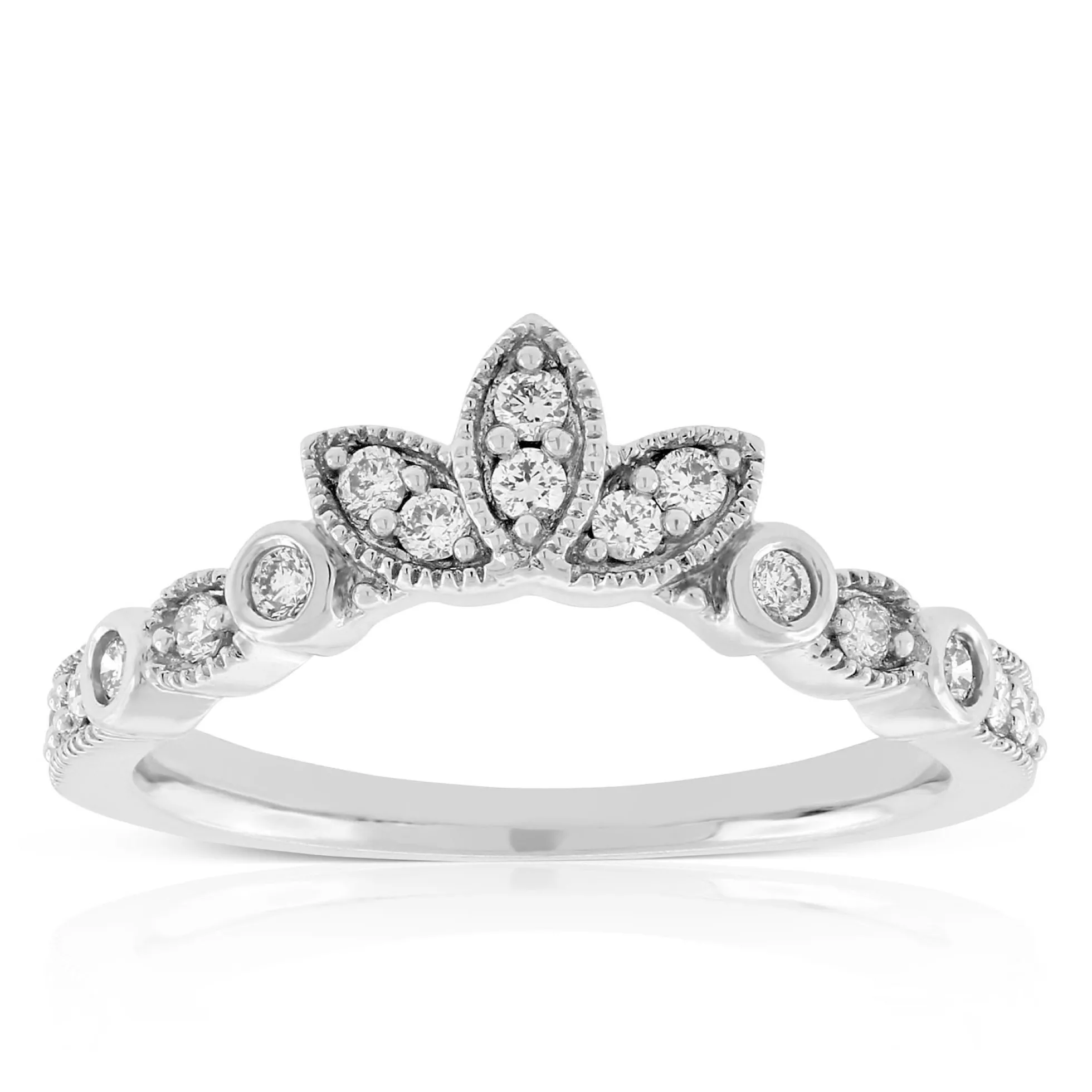 Fancy Crown Contour Diamond Ring 14K