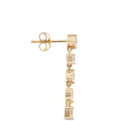 Fancy Shape Diamond Dangle Earrings,1 Carat Total Weight, 14K Yellow Gold