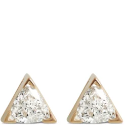 Fancy Shape Trillion Diamond Stud, ½ Carat, 14K Yellow Gold