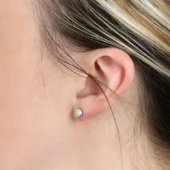 Flat Round Stud Earrings 14K