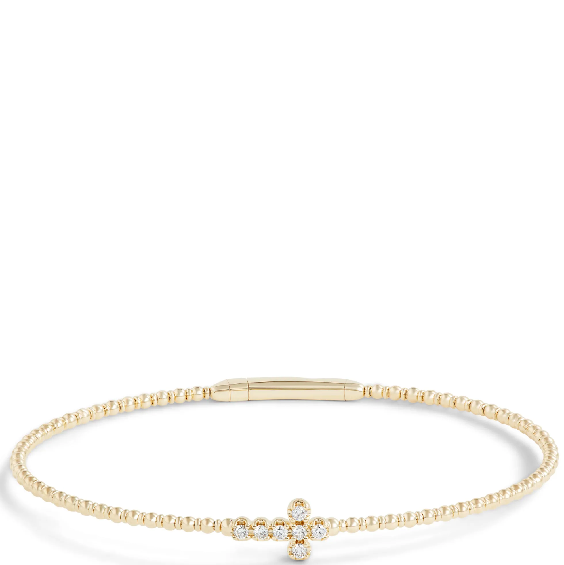 Flexy Cross Bangle Diamond Bracelet, 14K Yellow Gold