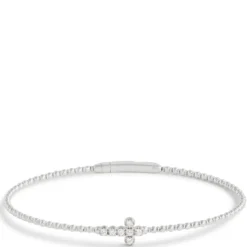 Flexy Cross Bangle Diamond Bracelet, 14K White Gold