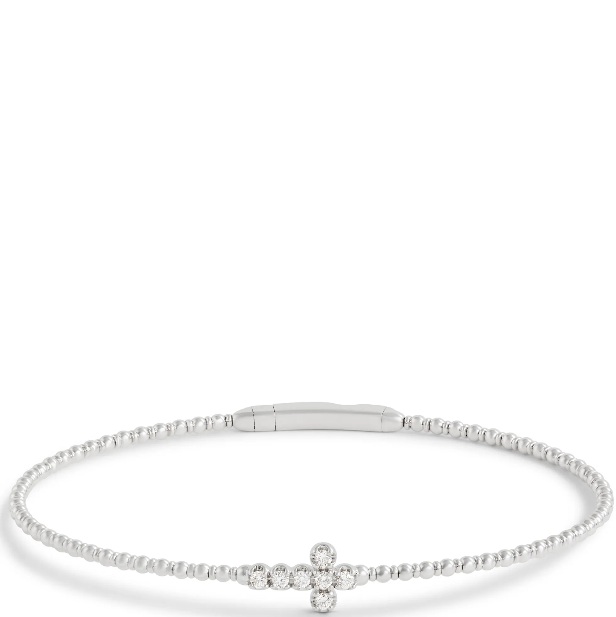 Flexy Cross Bangle Diamond Bracelet, 14K White Gold