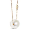 Floating Freshwater Cultured Pearl & Diamond Necklace 14K