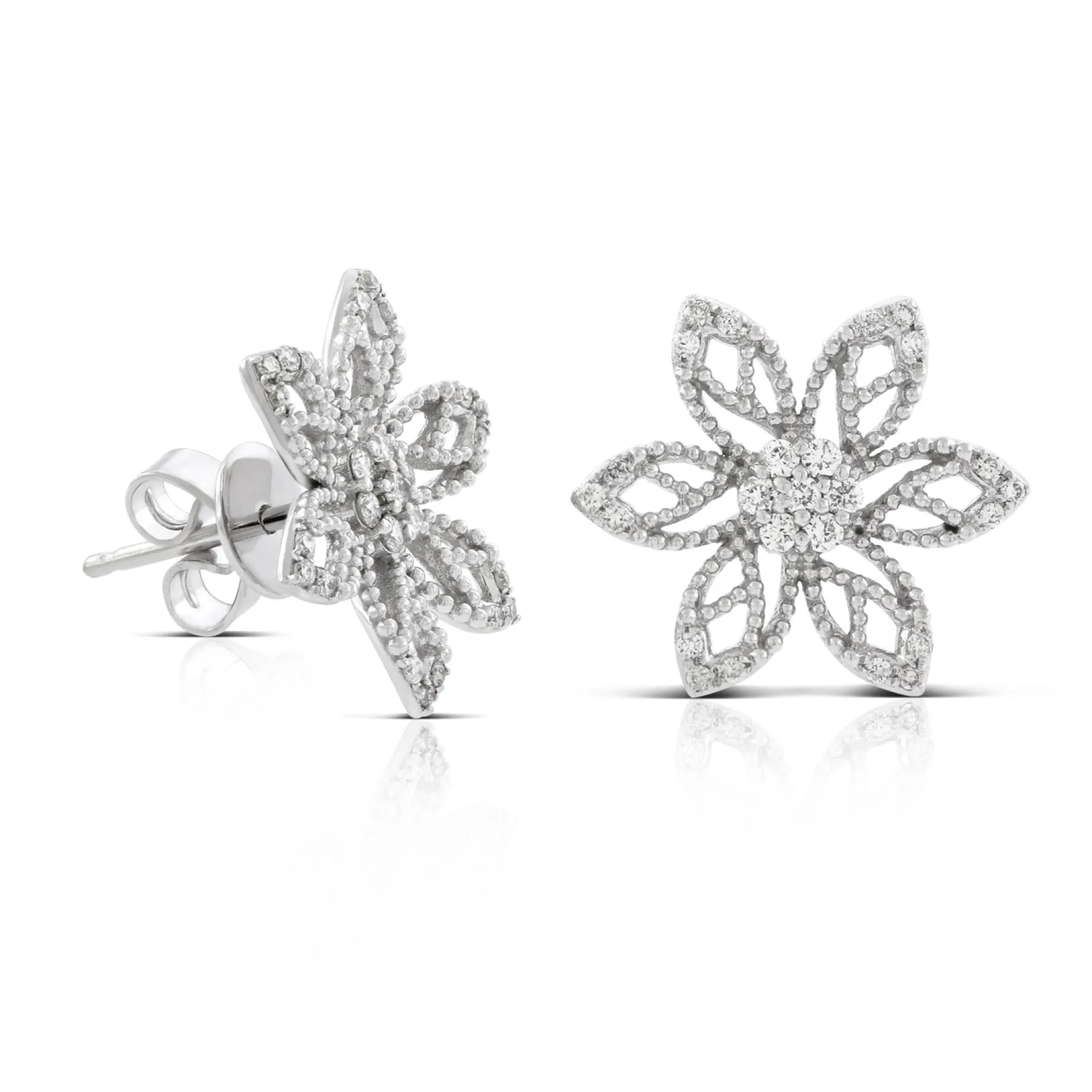 Floral Diamond Earrings 14K